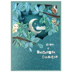 Foldout, Birthday moon and owls - 5x7
