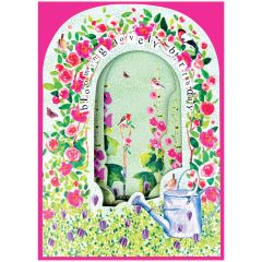 Foldout, Birthday, garden blooms - 5x7