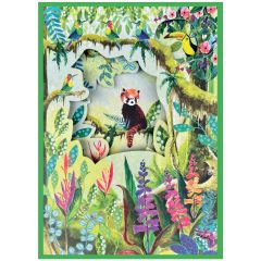 Foldout, red panda and birds - 5x7