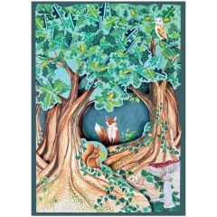 Foldout, fox, squirrel and oak tree - 5x7