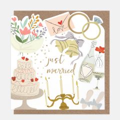 Die cut, just married, wedding icons - 5x5