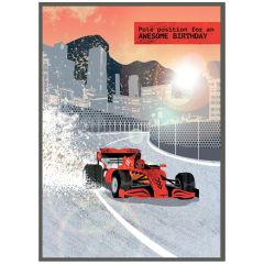 Awesome birthday, racing car - 5x7