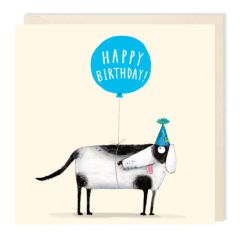 Birthday, Dog, blue balloon - 6x6