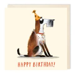 Birthday, Dog, gold hat - 6x6