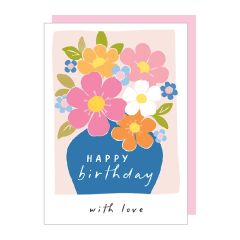 Happy birthday, with love, flowers - 5x7