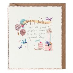 Happy birthday, cake and balloons - 5.5x6.25