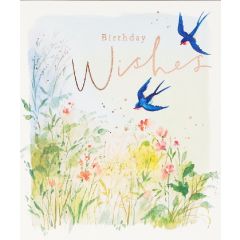 Birthday wishes, swallows - 5.5x6.25