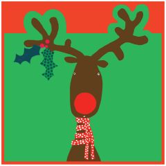 Deer with holly - 5.5X5.5