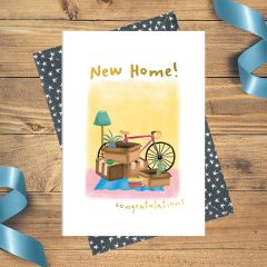 New Home, cat on mat - 4x6