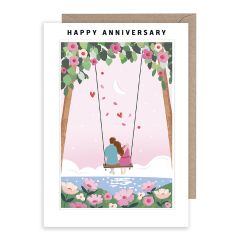 Happy Anniversary, couple on swing - 5x7