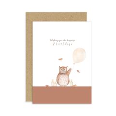 Happiest birthday wishes, owl - 4x6