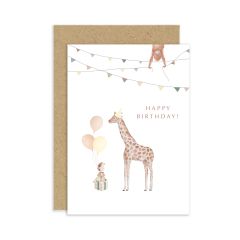 Happy Birthday, giraffe and hedgehog - 4x6