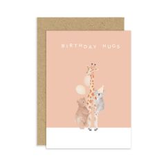 Birthday hugs, animals - 4x6