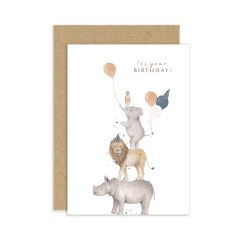 Birthday, safari animal stack - 4x6
