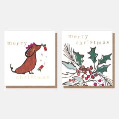 PK of 8, 2 Dsgn, dog and holly - 5x5
