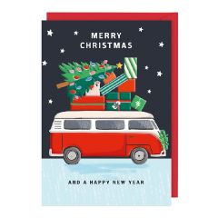 Merry Christmas, camper and tree - 5x7