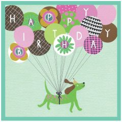 Happy birthday, balloons and dog - 5.25x5.25