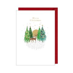 Merry Christmas, tree and deers - 5x7