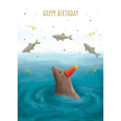 Happy birthday, seal and fish - 4x6