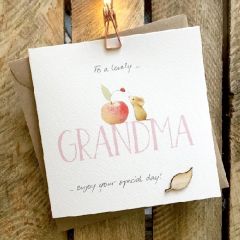Lovely grandma, mouse and apple - 6x6