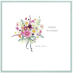 Happy birthday, with love, bouquet - 6.5x6.5