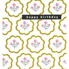 Happy Birthday, stylized floral - 5x5