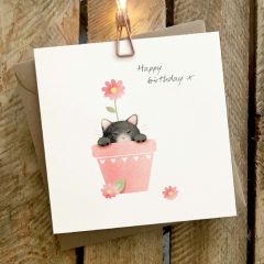 Happy Birthday, flower pot - 6x6