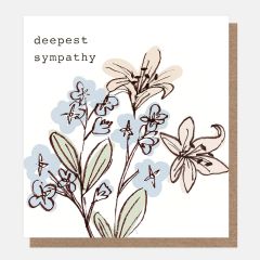 Deepest sympathy, floral watercolour - 5x5