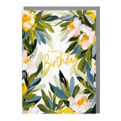 Happy Birthday, Flower painting - 4x6