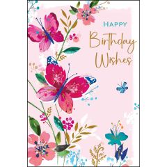 Birthday wishes, butterflies - 5.5x7.5