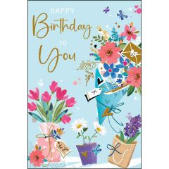 Happy Birthday, flowers - 5.5x7.5