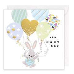 Baby boy, bunny and balloons - 6x6