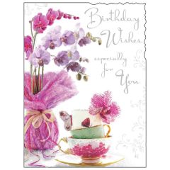 Birthday wishes, orchid - 5.5x7.5