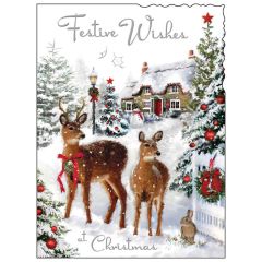 Festive wishes, deers - 5.5x7.5
