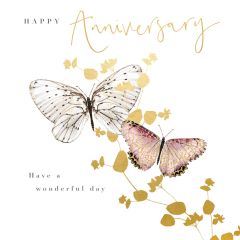 Anniversary, Happy, butterflies - 6x6